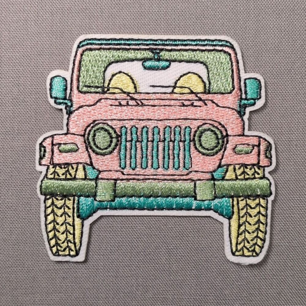 Pink Jeep Outdoors Iron On Patch | Adventure Patch